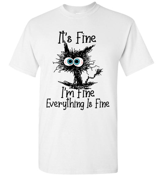 Lunar Zone It's Fine I'm Fine Everything is Fine Funny Cat Unisex Shirt Gift Women Men