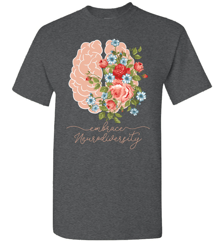 2022 Embrace Neurodiversity Autism Awareness Brain Flower Unisex Shirt Gift Women Men