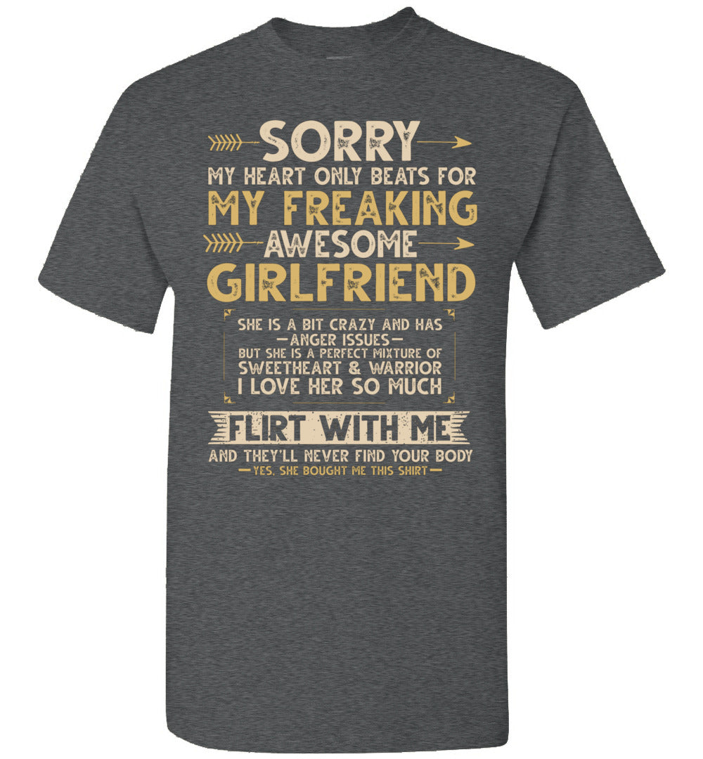 2023 I Love My Freaking Awesome Girlfriend Shes A Bit Crazy Funny Boyfriend Couple Unisex Shirt Gift