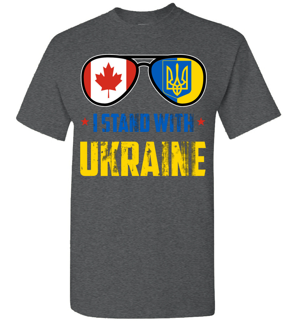 2023 I Stand with Ukraine Canada Glasses Flag Strong Ukrainian (1) Unisex Shirt Gift Women Men