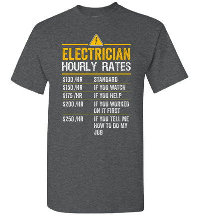 2022 Funny Electrician Hourly Rates Lineman Gift for Electricians Unisex Shirt Gift Women Men