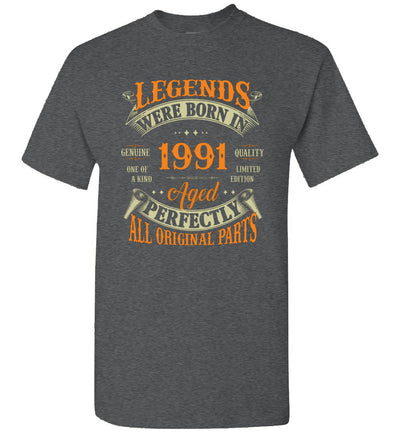 31st Birthday Tee Vintage Legends Born in 1991 31 Years Old Gift Unisex Shirt Women Men