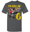 2023 I'm Rollin' Into 6 Years Old Monster Truck 6th Birthday Baby Toddler Shirt Gift Boy Girl