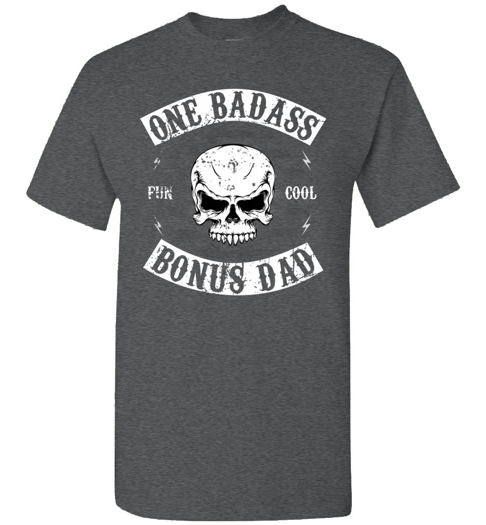 Mens One Badass Bonus Step Dad Funny Gift Birthday Stepdad Gift Unisex Shirt Women Men