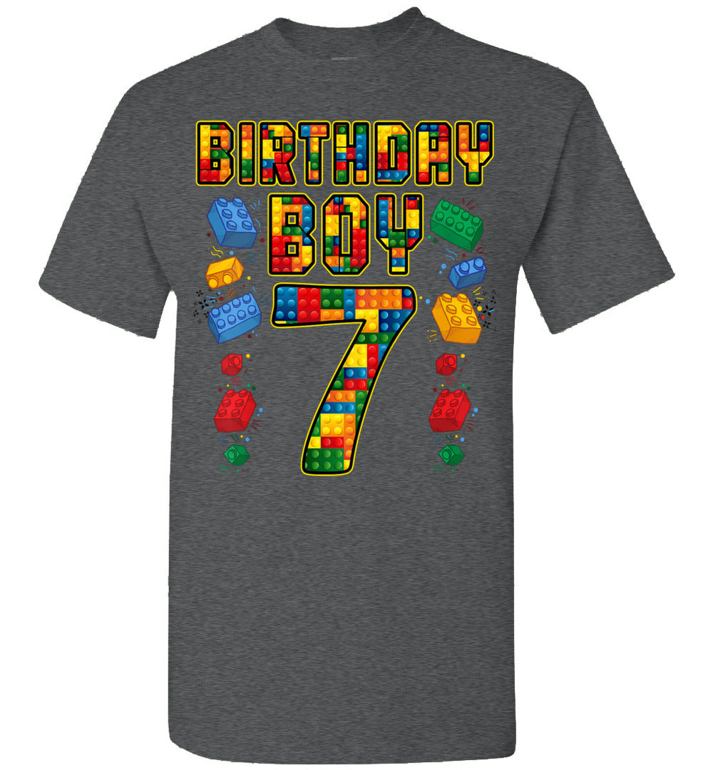 2023 Kids 7th Birthday Master Builder 7 Years Old Block Building Baby Toddler Shirt Gift Boy Girl