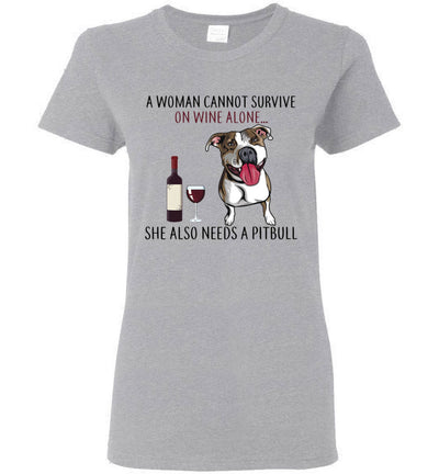 Woman survive wine alone pitbull TS CA1 womens