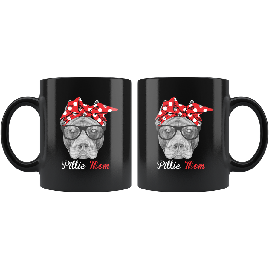 Pittie Mom Ceramic Black Mug 11oz for Pitbull Dog Lovers-Mothers Day Gift