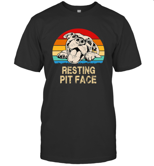 Funny Pit Bull Lover Gift Vintage Resting Pit Face Shirt for Men Women Dogs Owner T-Shirt