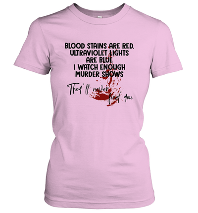 Blood Stains are Red Ultraviolet Lights are Blue Funny Women's T-Shirt Gift
