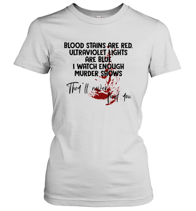 Blood Stains are Red Ultraviolet Lights are Blue Funny Women's T-Shirt Gift