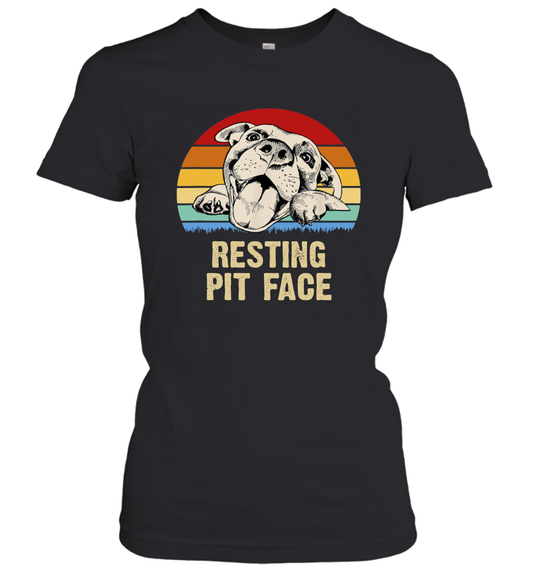 Funny Pit Bull Lover Gift Vintage Resting Pit Face Women's Shirt