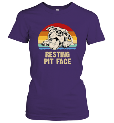 Funny Pit Bull Lover Gift Vintage Resting Pit Face Women's Shirt