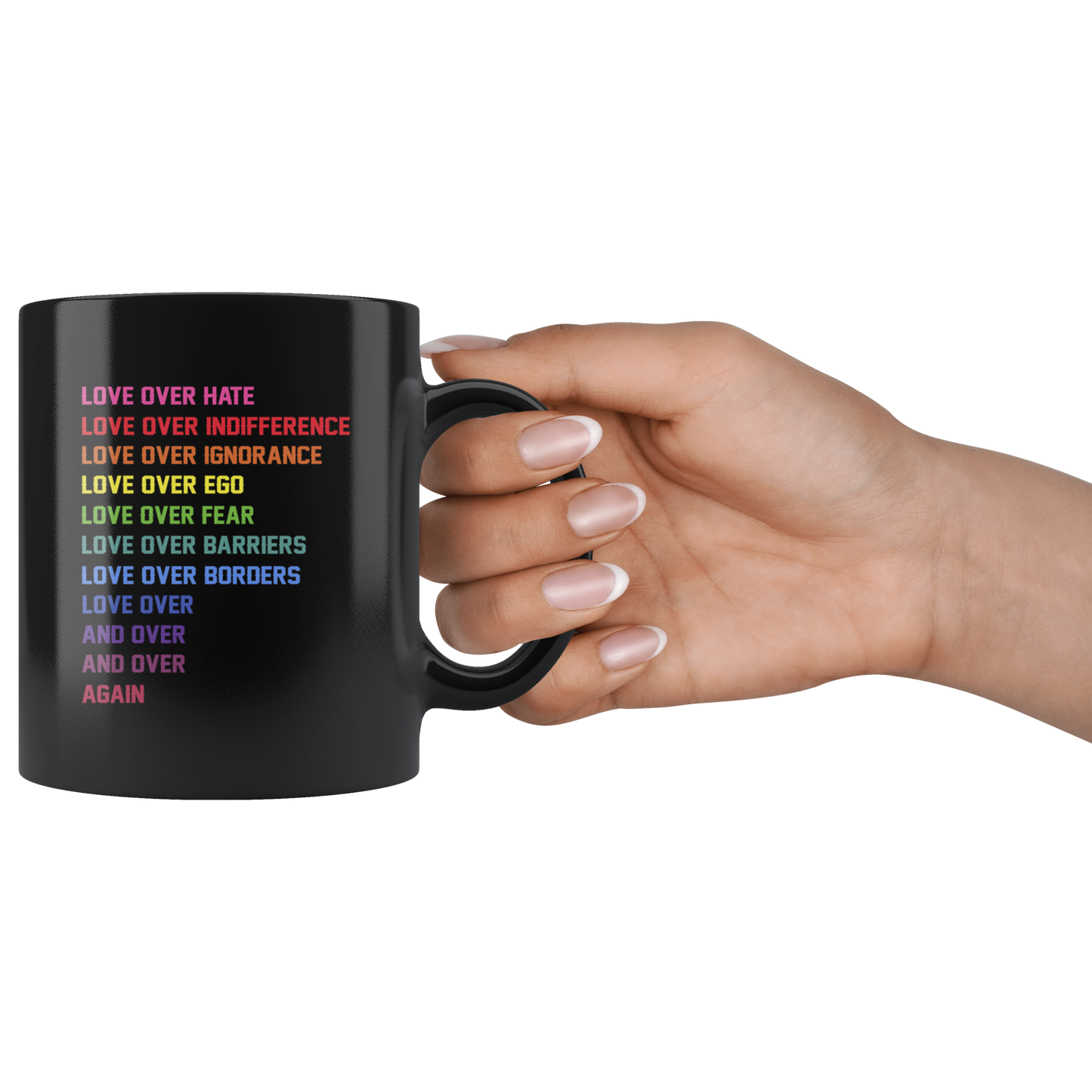 love over hate ca15 black mug