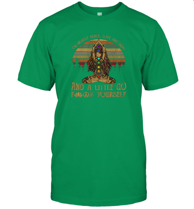 I'm Mostly Peace Love And Light And A Little Go Yoga Shirt Retro Vintage Meditation T-Shirt