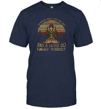 I'm Mostly Peace Love And Light And A Little Go Yoga Shirt Retro Vintage Meditation T-Shirt