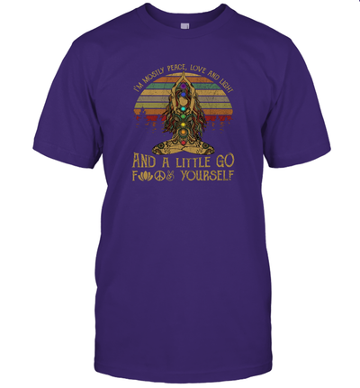 I'm Mostly Peace Love And Light And A Little Go Yoga Shirt Retro Vintage Meditation T-Shirt