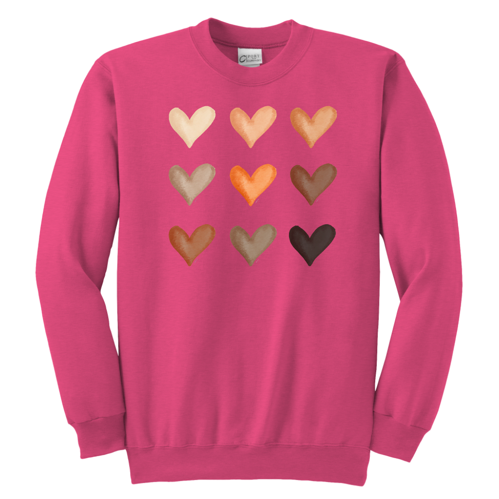 Diversity hearts teelaunch youth sweatshirt