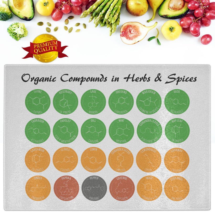 Cool Organic Compounds in Herbs and Spices Cutting Board