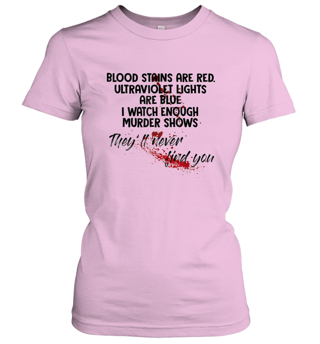 Blood Stains are Red Ultraviolet Lights are Blue Funny Women's T-Shirt