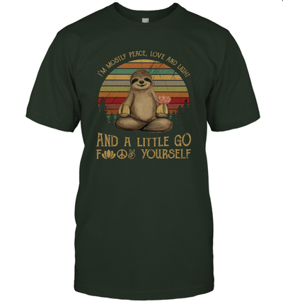 I'm Mostly Peace Love And Light Sloth Shirt Retro Vintage Yoga Meditation Sloths Lovers T-Shirt