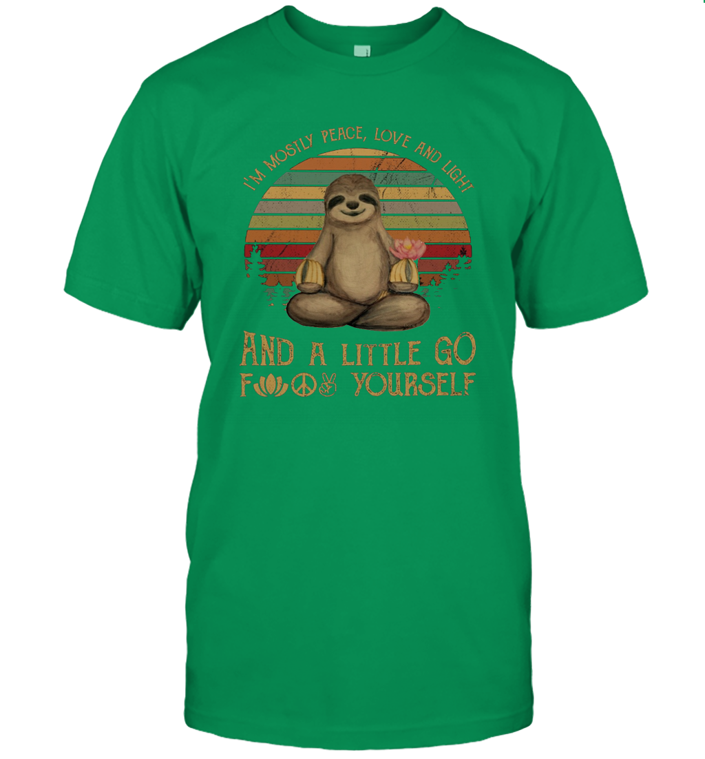 I'm Mostly Peace Love And Light Sloth Shirt Retro Vintage Yoga Meditation Sloths Lovers T-Shirt