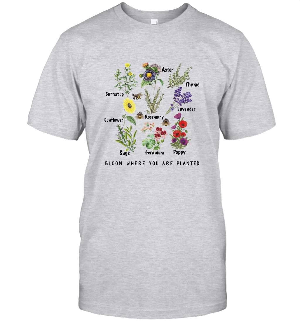 Bloom Where You Are Planted Botanican Flower Gift T-Shirt 1