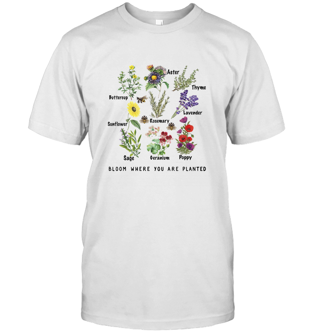 Bloom Where You Are Planted Botanican Flower Gift T-Shirt 1