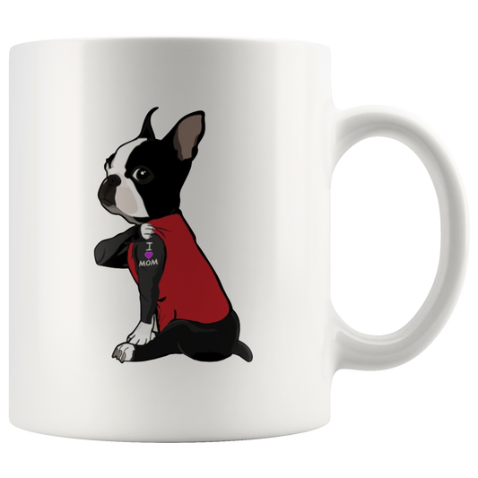boston terrier i love mom red ca23 white mug