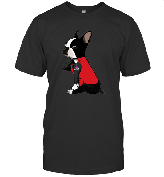 I Love Mom Boston Terrier Shirt Dogs Lover Owner Mother's Day Gift T-Shirt
