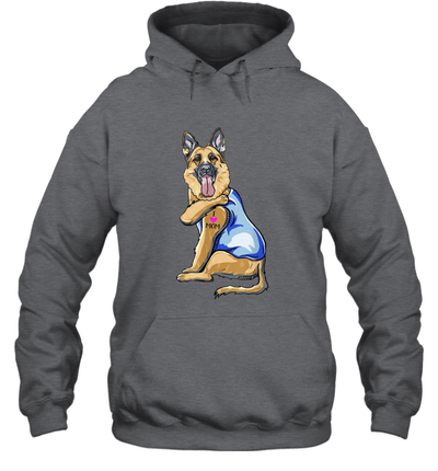 Funny Dog German Shepherd I Love Mom Tattoo Pullover Hoodie Shirt Dogs Lover Owner Gift