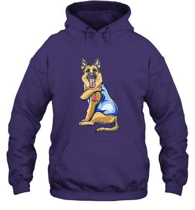 Funny Dog German Shepherd I Love Mom Tattoo Pullover Hoodie Shirt Dogs Lover Owner Gift