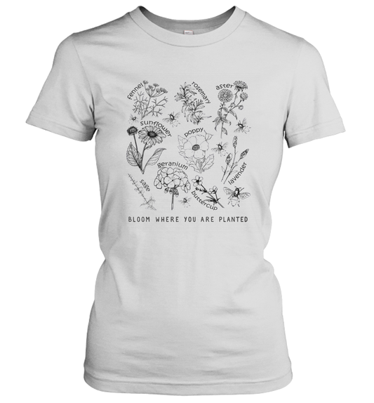 Bloom Where You Are Planted Botanican Flower Women's Shirt 3