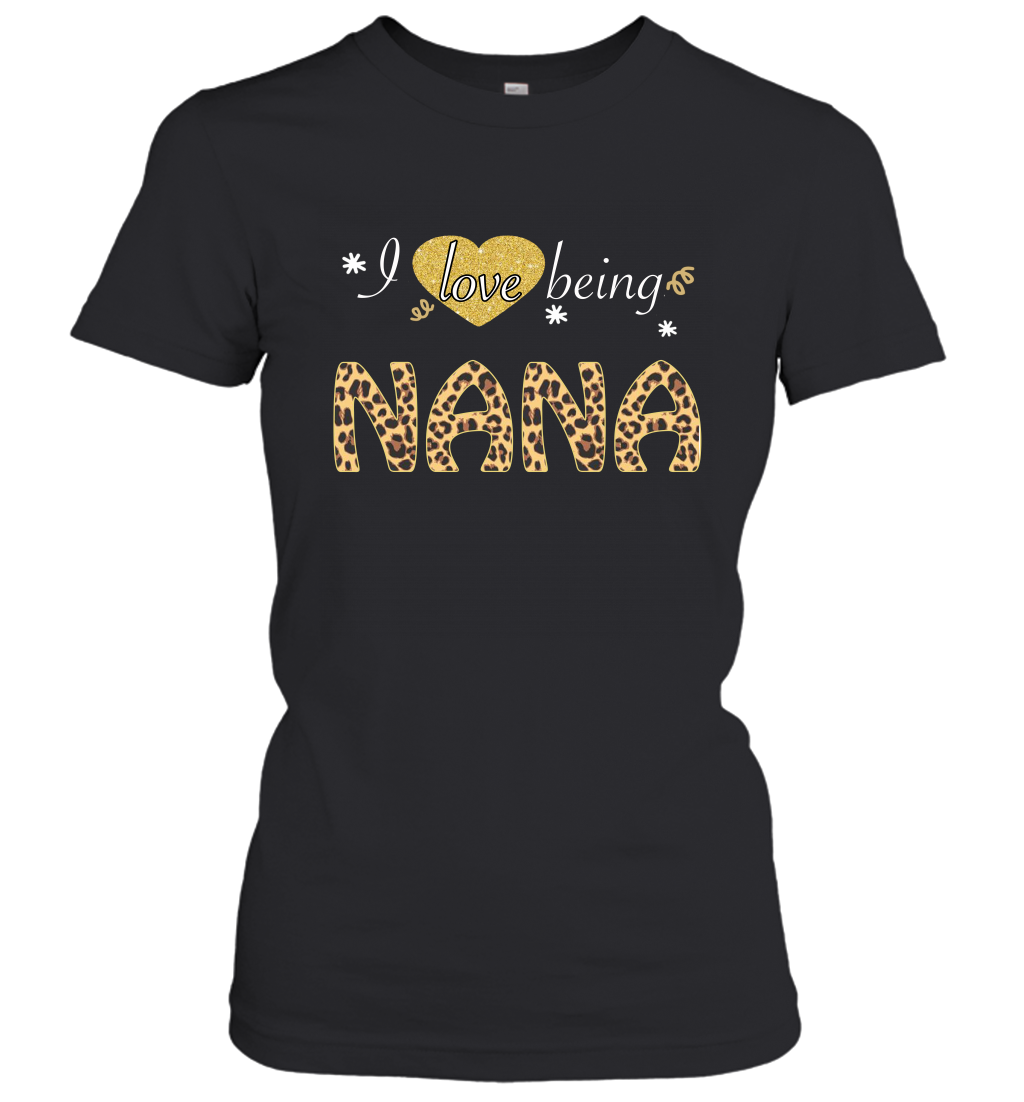 I Love Being Nana leopard plaid Women's Shirt Gift