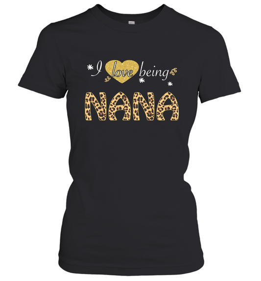 I Love Being Nana leopard plaid Women's Shirt Gift