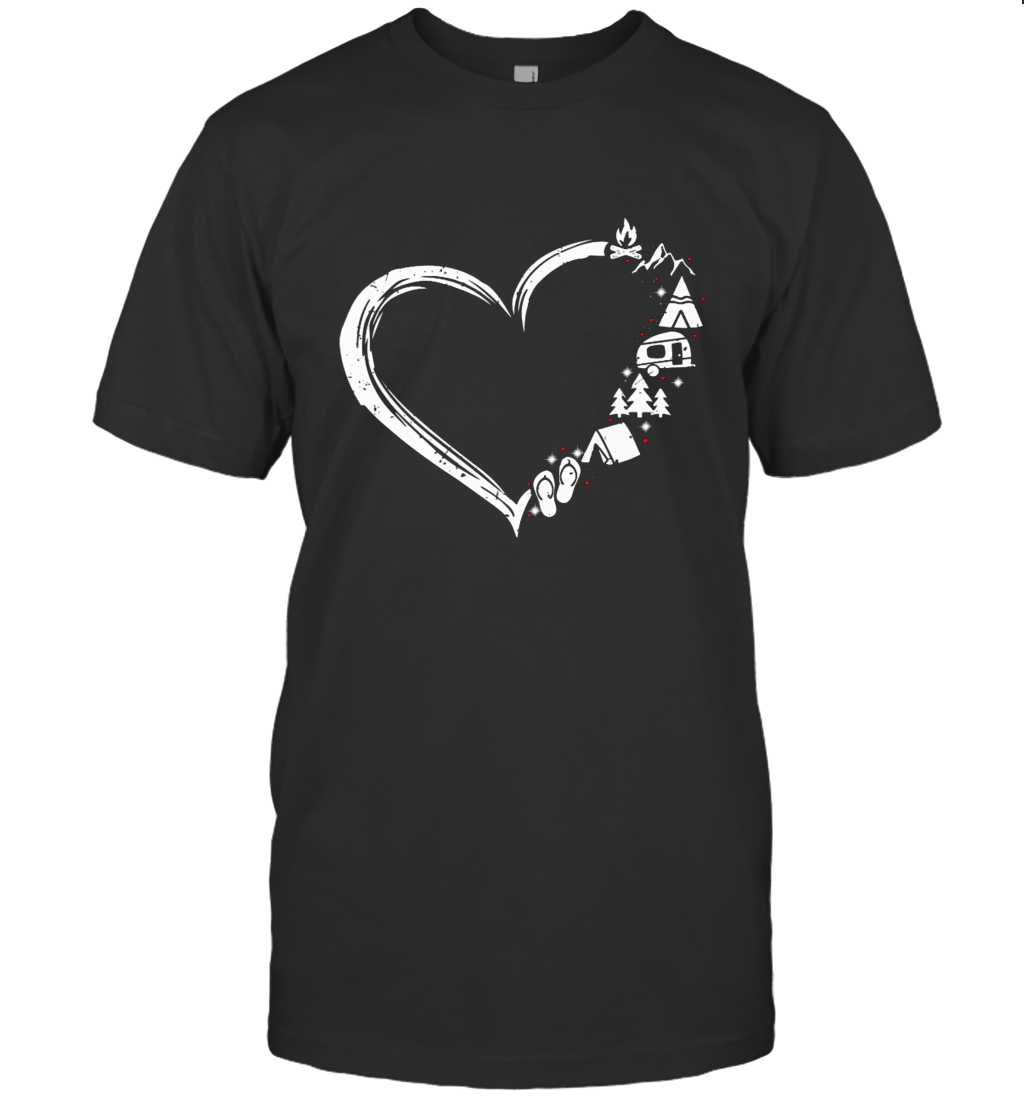 Funny love camping heart shirt gift for women men camping lovers campers T-Shirt