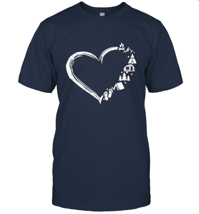 Funny love camping heart shirt gift for women men camping lovers campers T-Shirt