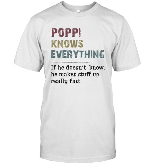 Mens Poppi Know Everything - Grandpa Gift T-Shirt Gift