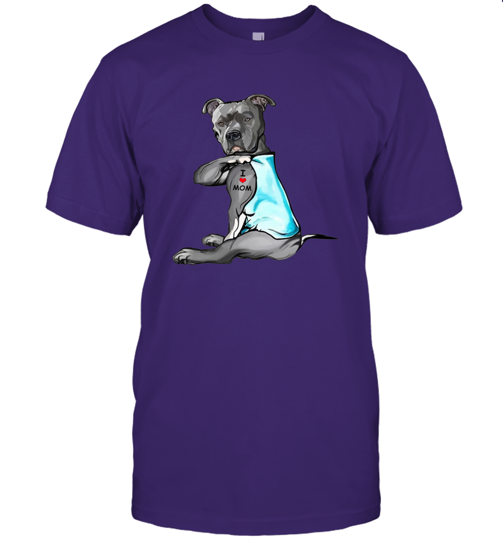 I Love Mom Pitbull Shirt Mother's Day Gift Pittie Mom Dogs Lover Owner T-Shirt