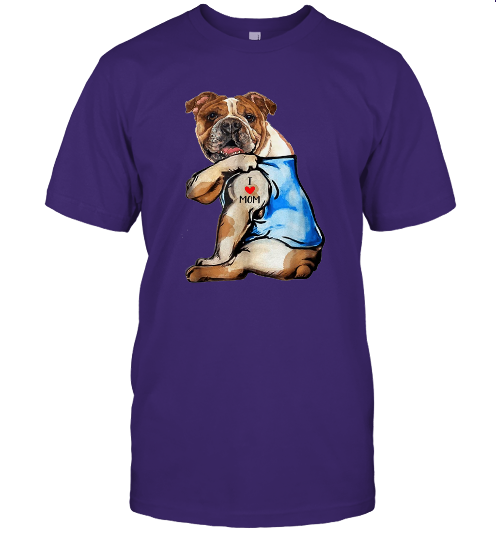 I Love Mom English Bulldog Shirt Mother's Day Gift Dogs Lover Owner T-Shirt